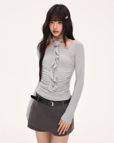 weekendhub デザインスリムロングスリーブトップス女性用 2025年新作スタイリッシュスリムユニークトップス秋シングルウェア用 NOCTONE