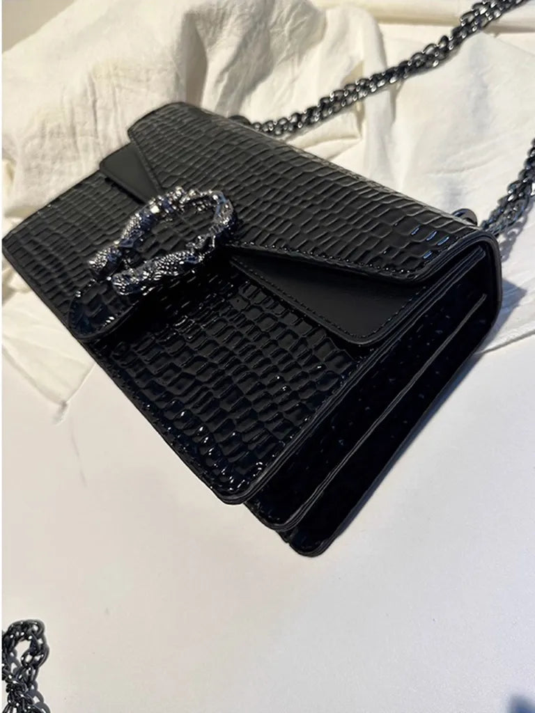 Zuo Zuo's Family 2025 新作レディースバッグファッションチェーンメッセンジャーバッグクロコダイル柄多目的ニッチショルダーバッカスレディースバッグ NOCTONE