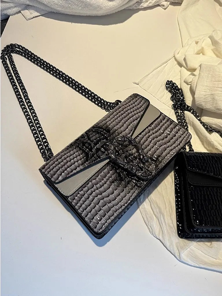 Zuo Zuo's Family 2025 新作レディースバッグファッションチェーンメッセンジャーバッグクロコダイル柄多目的ニッチショルダーバッカスレディースバッグ NOCTONE