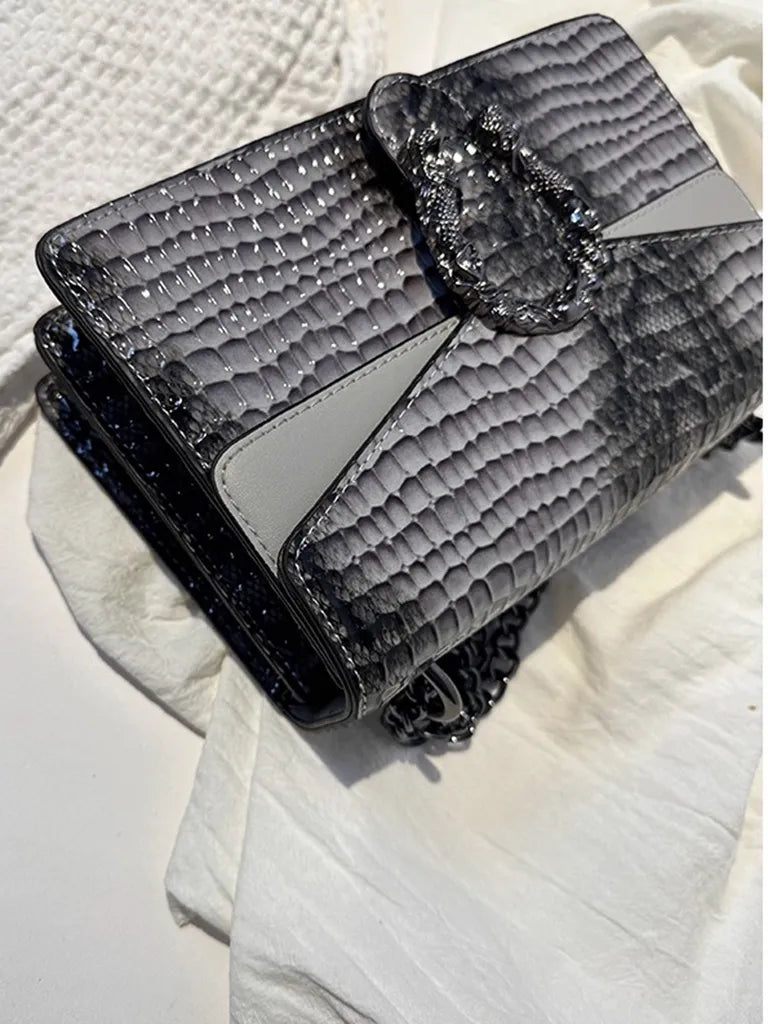 Zuo Zuo's Family 2025 新作レディースバッグファッションチェーンメッセンジャーバッグクロコダイル柄多目的ニッチショルダーバッカスレディースバッグ NOCTONE