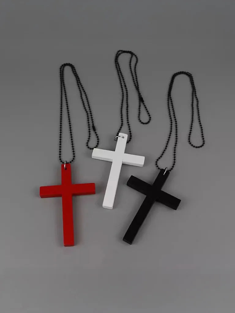 Cool Erya ダークウッドレッドクロスネックレスビッグセーターチェーンサブカルチャーゴシック修道女アクセサリーロリータ NOCTONE