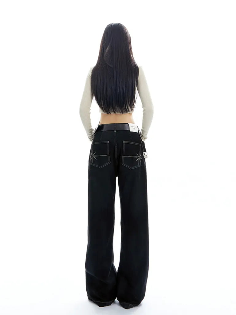 スパークルステッチ・ストレートデニム NOCTONE