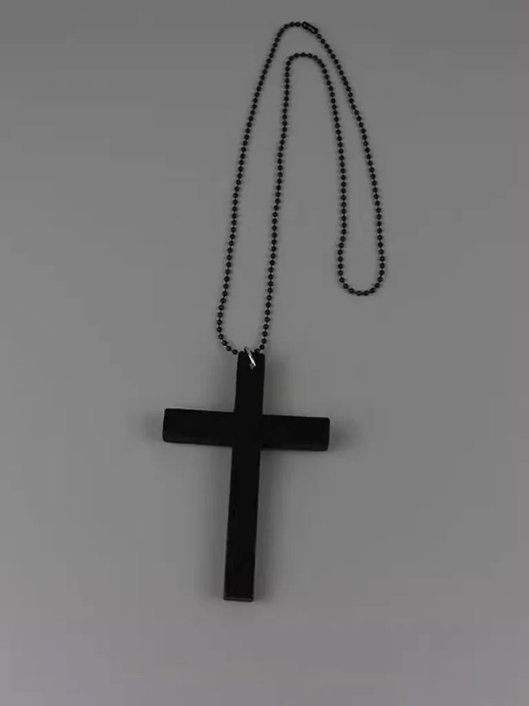 Cool Erya ダークウッドレッドクロスネックレスビッグセーターチェーンサブカルチャーゴシック修道女アクセサリーロリータ NOCTONE