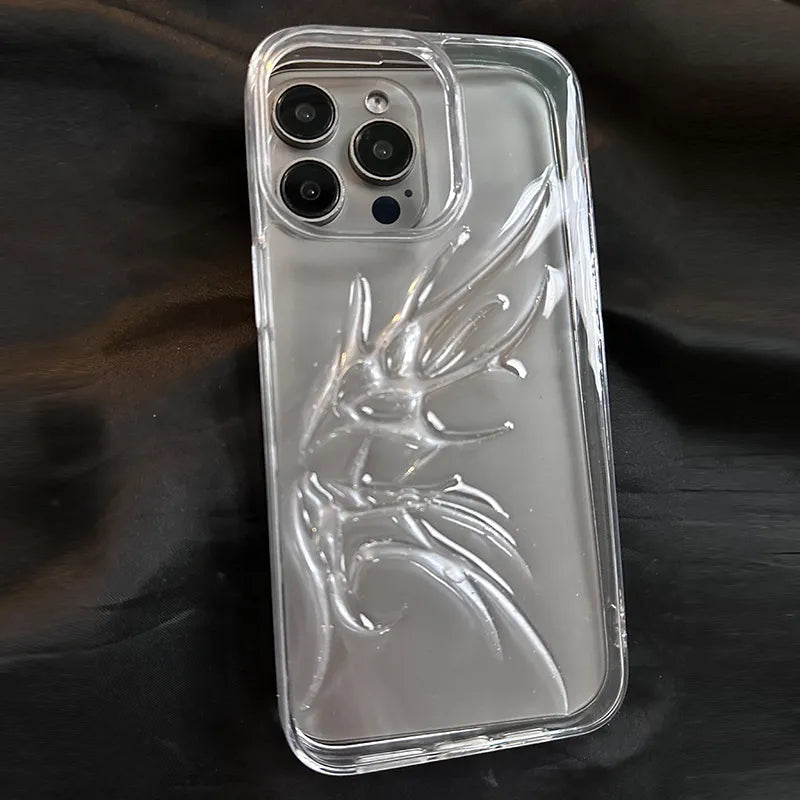 ニッチアイスの透明な特殊形状の翼はApple 16pro電話ケースに適しています iPhone 14pro maxプレミアム13プロマックスニュー15pro立体透明 13パーソナリティ11落下防止保護ケース NOCTONE