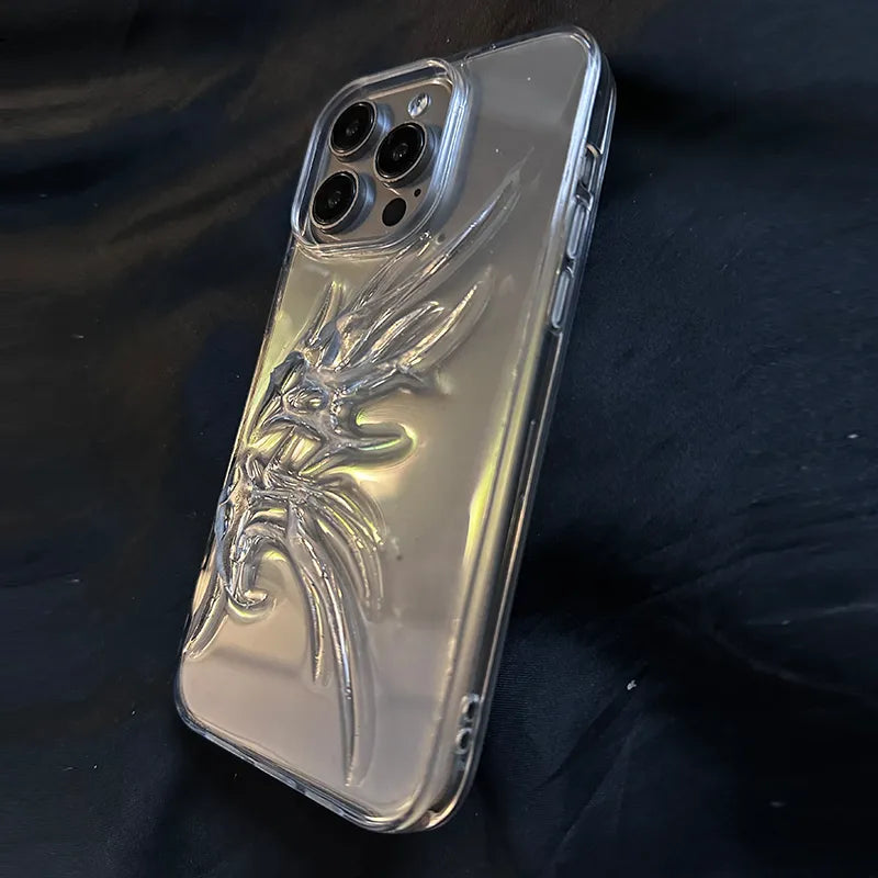 ニッチアイスの透明な特殊形状の翼はApple 16pro電話ケースに適しています iPhone 14pro maxプレミアム13プロマックスニュー15pro立体透明 13パーソナリティ11落下防止保護ケース NOCTONE