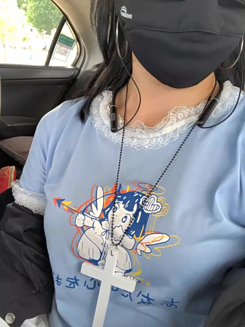 Cool Erya ダークウッドレッドクロスネックレスビッグセーターチェーンサブカルチャーゴシック修道女アクセサリーロリータ NOCTONE