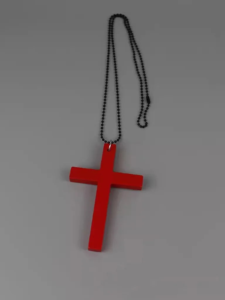 Cool Erya ダークウッドレッドクロスネックレスビッグセーターチェーンサブカルチャーゴシック修道女アクセサリーロリータ NOCTONE