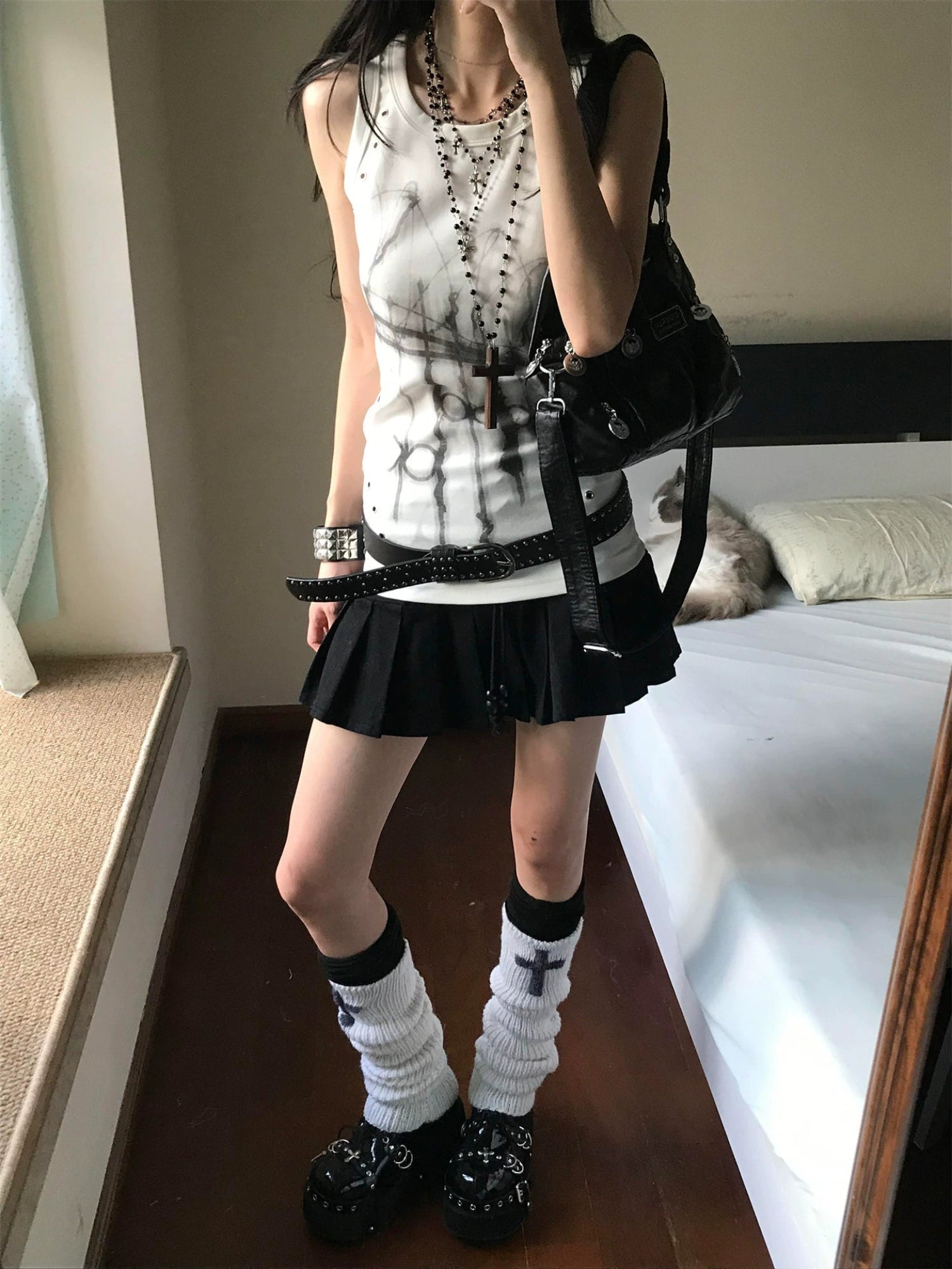 Abi ストリートスタイルレーサーバックベストレディース夏新作サブカルチャープリントベースサスペンダーピュアラストスタイルホットトップス NOCTONE