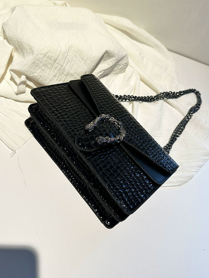Zuo Zuo's Family 2025 新作レディースバッグファッションチェーンメッセンジャーバッグクロコダイル柄多目的ニッチショルダーバッカスレディースバッグ NOCTONE