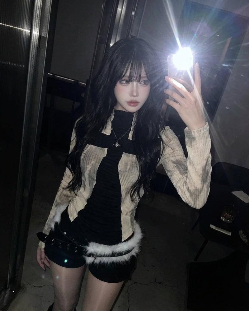 官図の実価のアメリカ式ギャルの長袖のtシャツの女性の秋の十字の修身はやせているパンクを現して色の街頭の風の上着をつづり合わせます。 NOCTONE