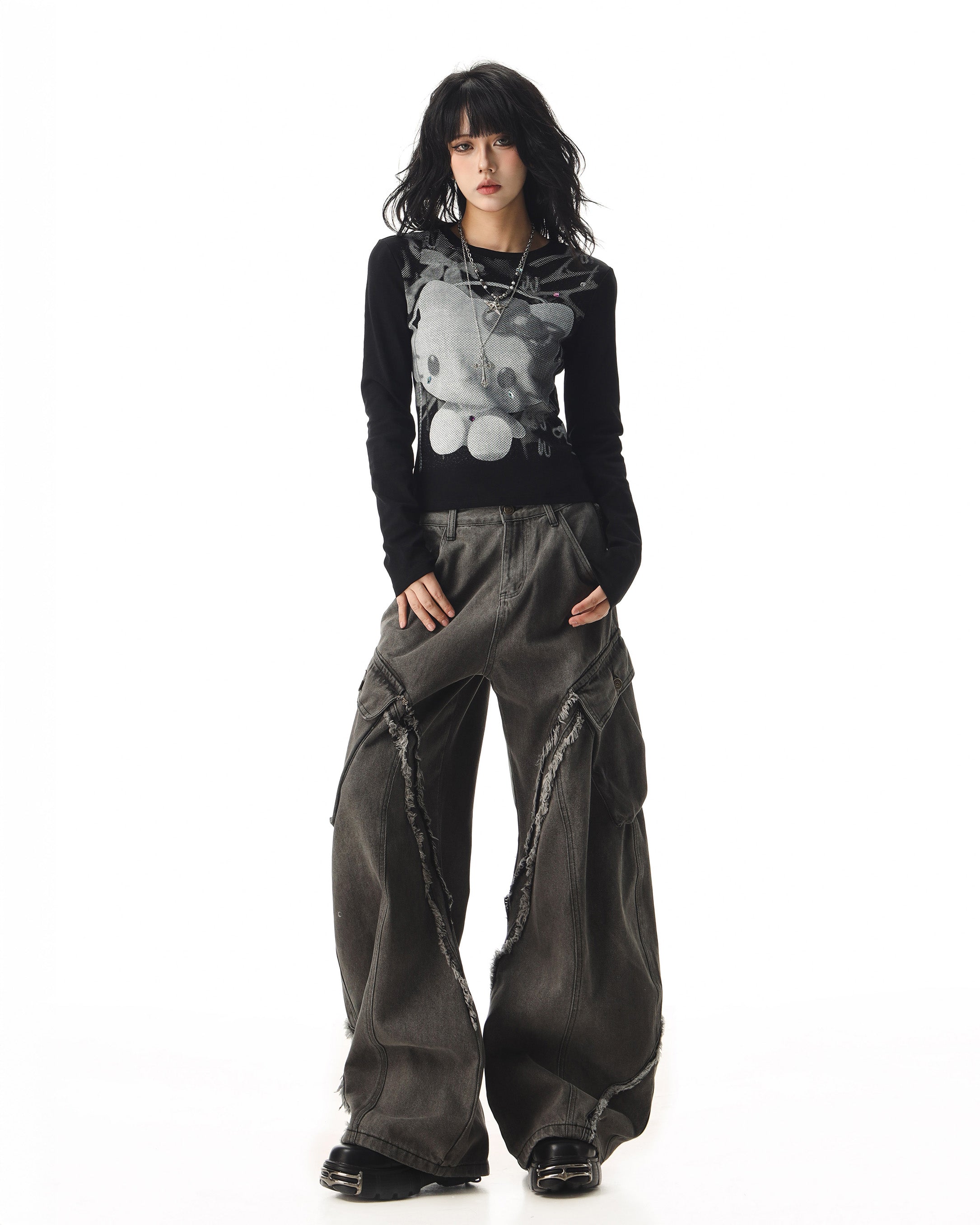 CTB Beer Captain アメリカンホットガールキティキャットプリントロングスリーブ T シャツ女性用秋用スリムフィットスリムベーストップ NOCTONE