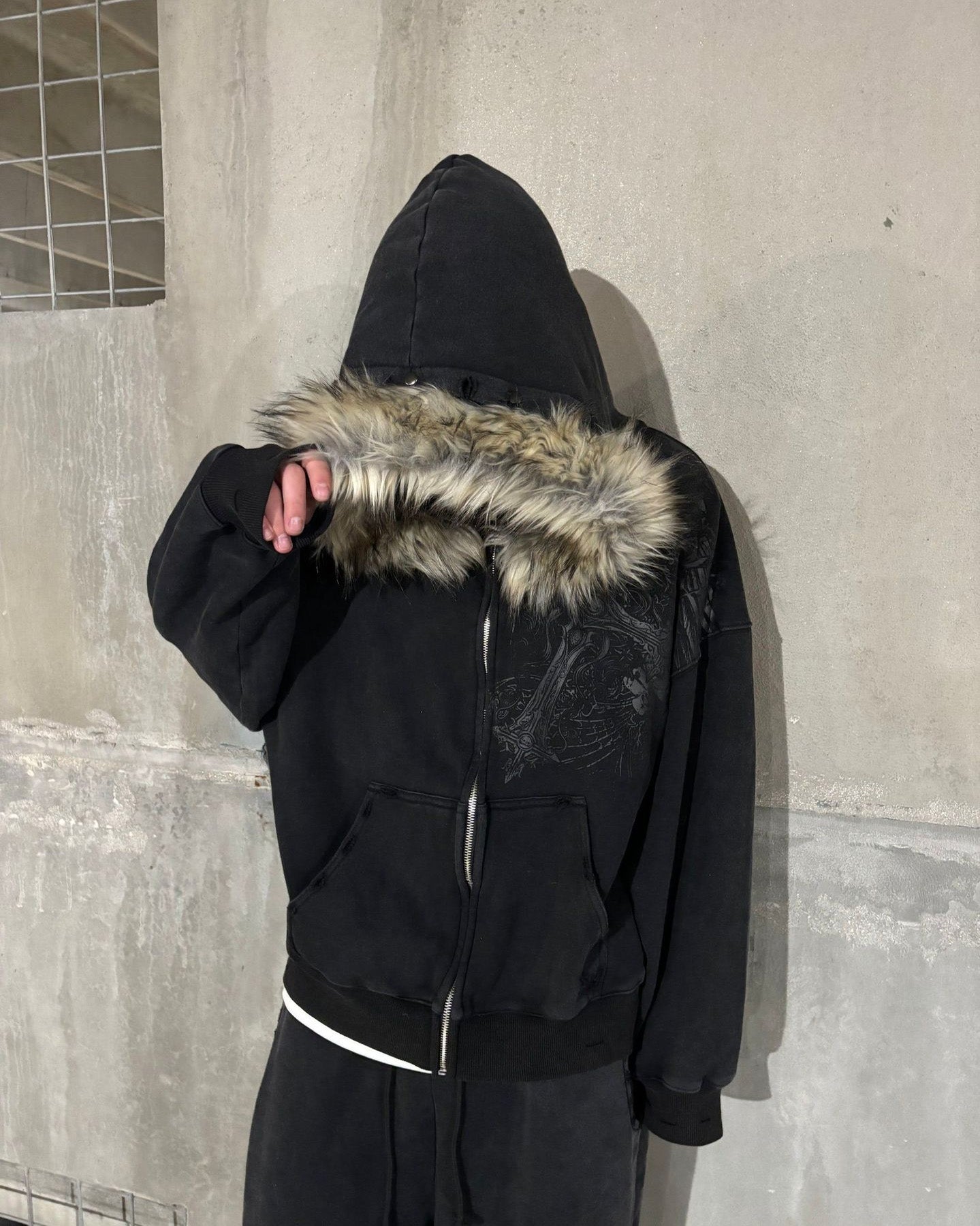 欧米の絨毛帽子の衛衣のプリントの図案の長袖の頭のフードの復古のコートの街頭の潮流y 2k NOCTONE