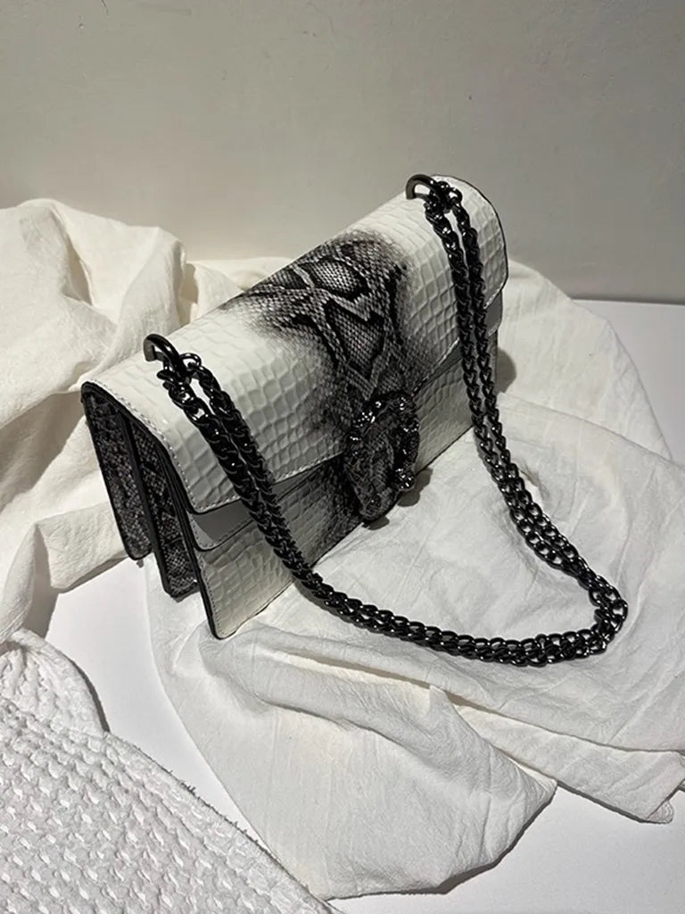 Zuo Zuo's Family 2025 新作レディースバッグファッションチェーンメッセンジャーバッグクロコダイル柄多目的ニッチショルダーバッカスレディースバッグ NOCTONE