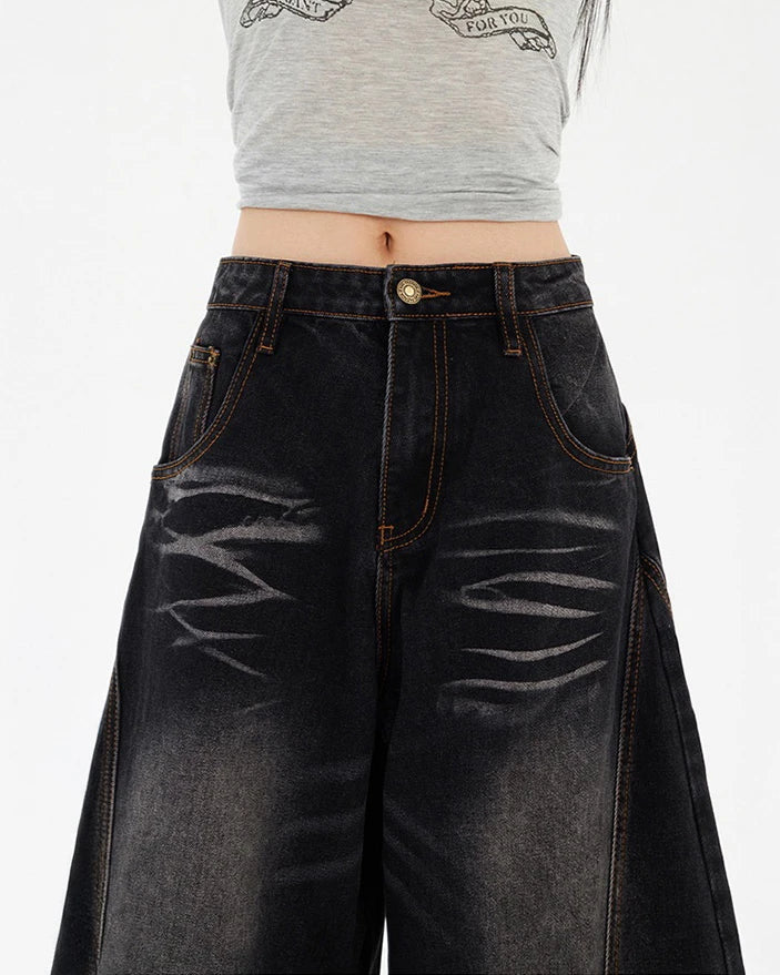Retro Curve Wide Leg Jeans