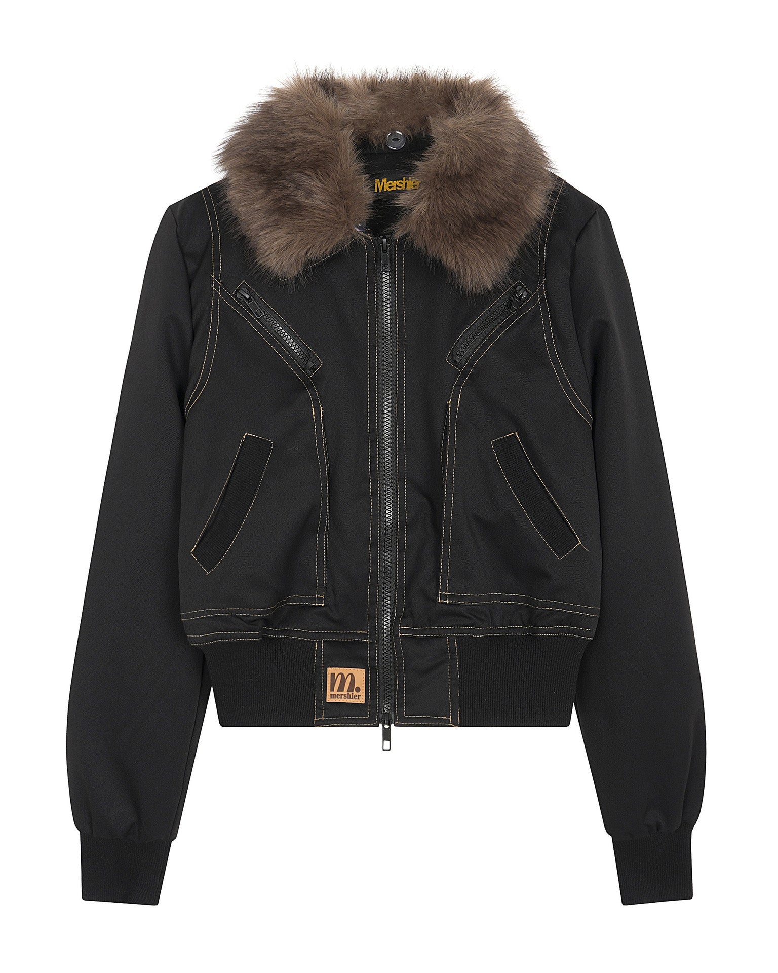 Fudge Pink 25秋季New美式复古个性分割设计宽松毛领夹克外套 NOCTONE