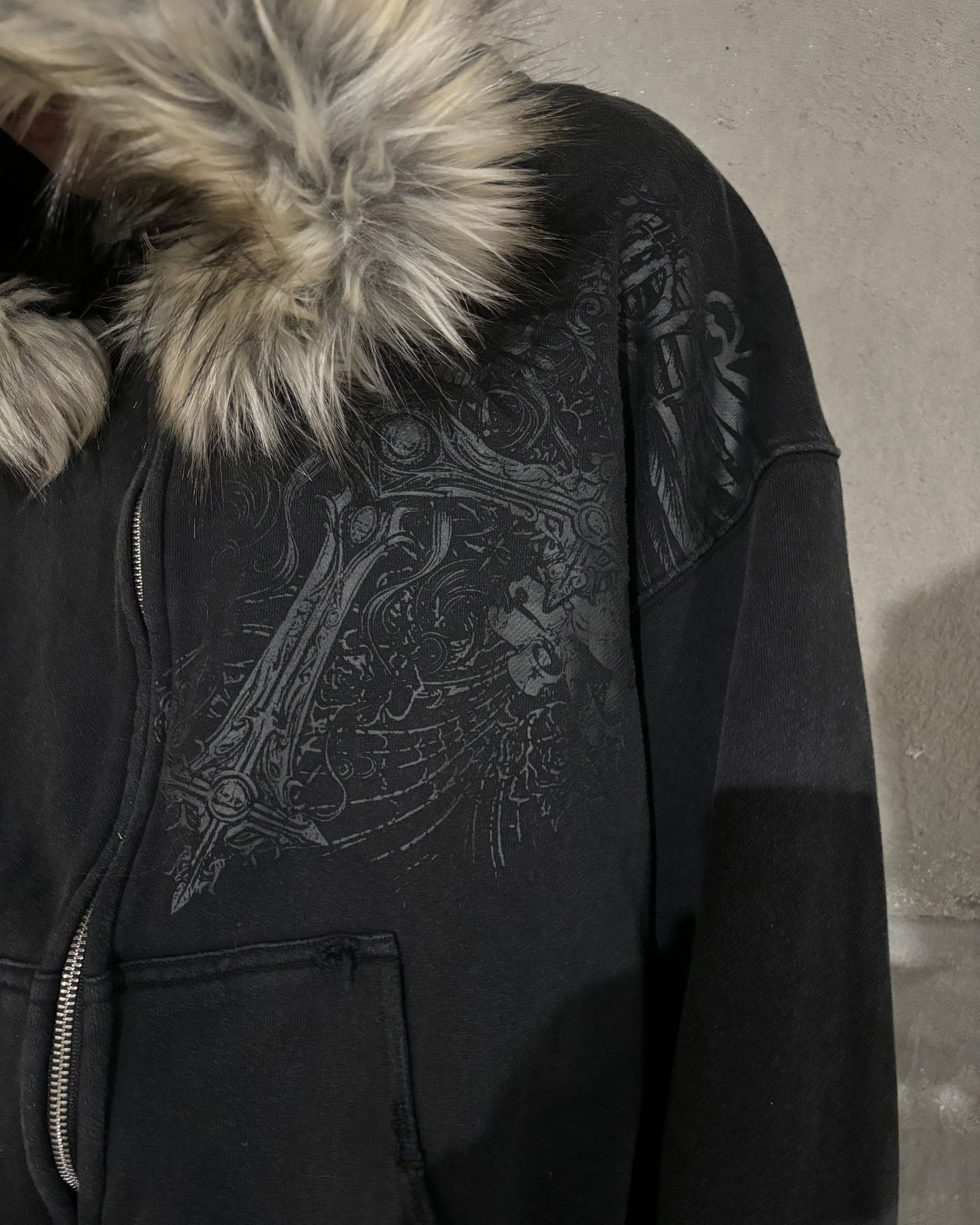 欧米の絨毛帽子の衛衣のプリントの図案の長袖の頭のフードの復古のコートの街頭の潮流y 2k NOCTONE