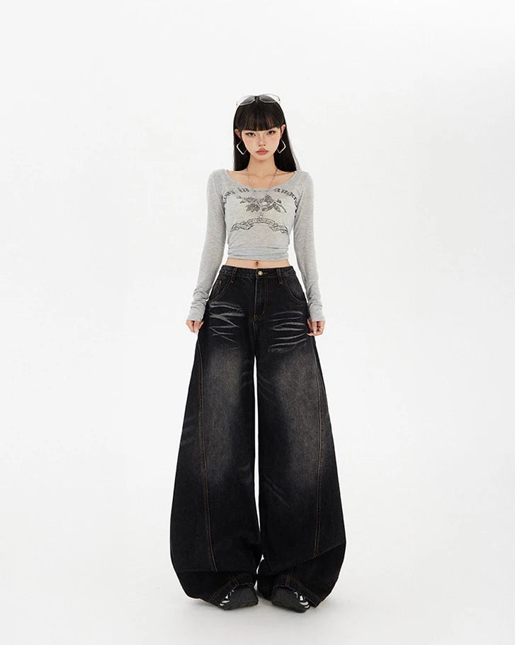 Retro Curve Wide Leg Jeans