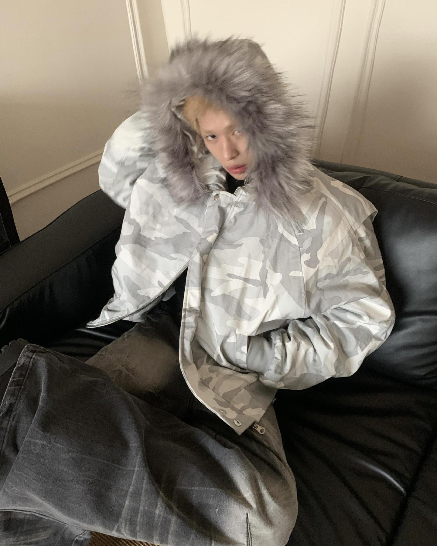 雪地座山雕迷彩加厚外套男冬季毛领cleanfit重磅硬挺情侣棉服外套 NOCTONE