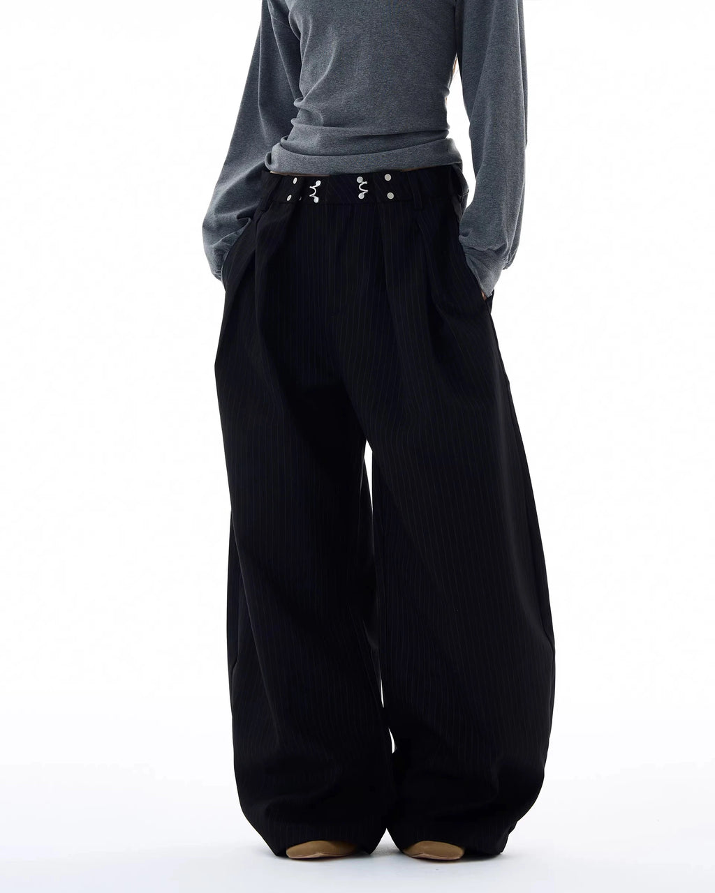 Vertical Stripe Wide Leg Pants