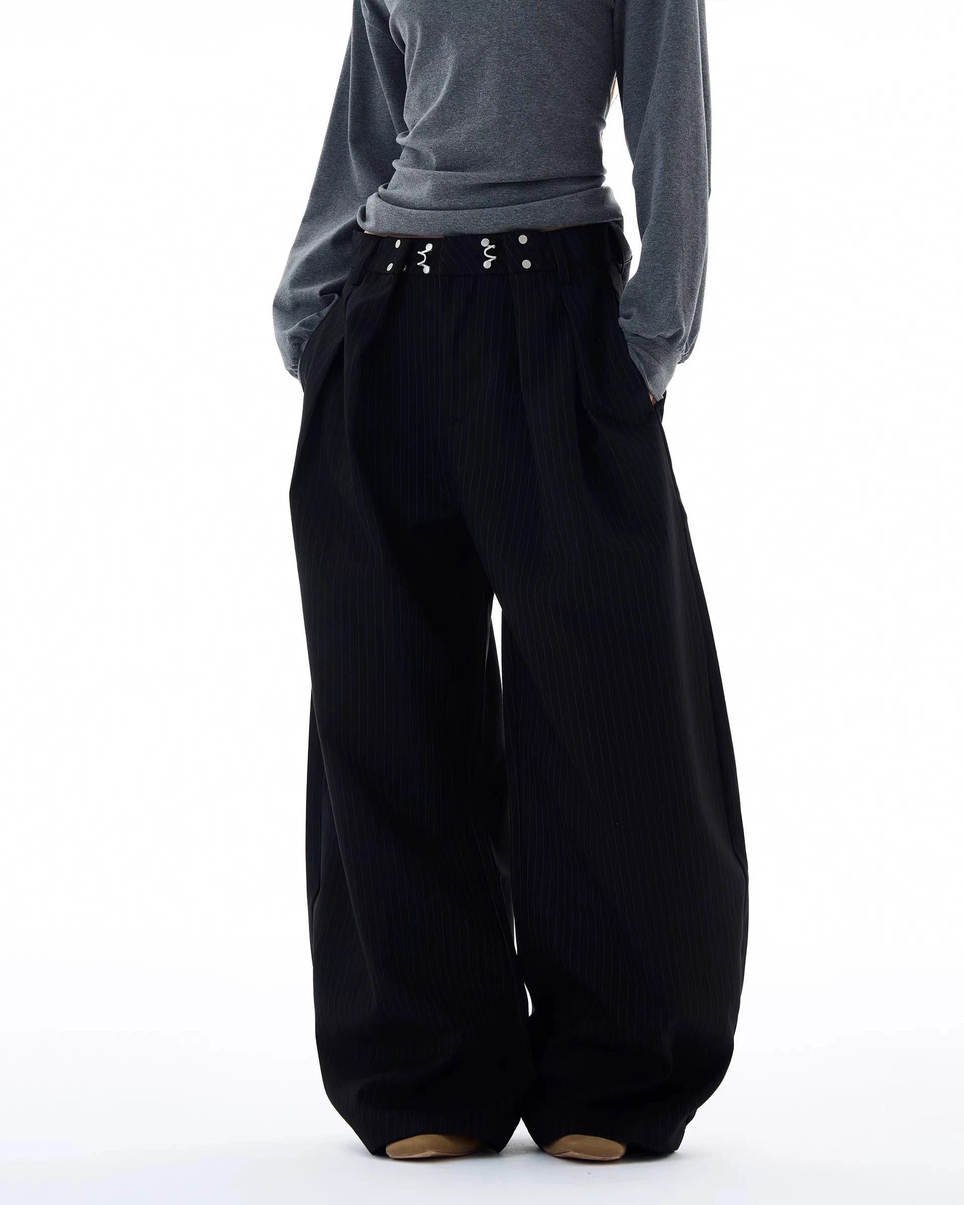 Vertical Stripe Wide Leg Pants