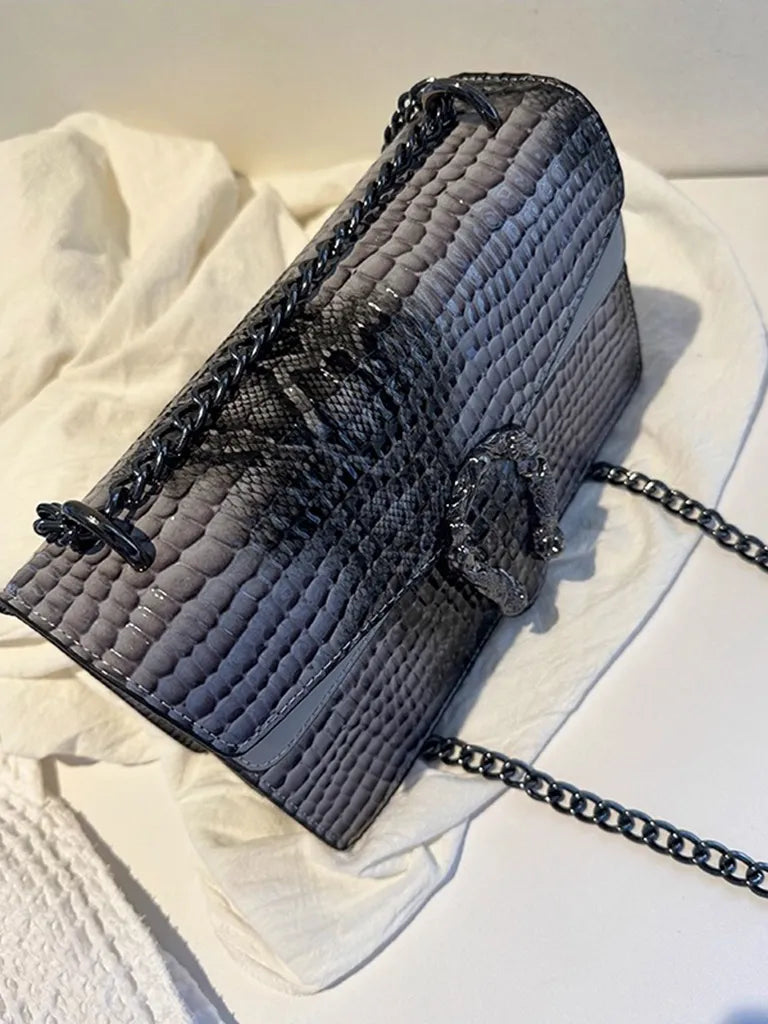 Zuo Zuo's Family 2025 新作レディースバッグファッションチェーンメッセンジャーバッグクロコダイル柄多目的ニッチショルダーバッカスレディースバッグ NOCTONE