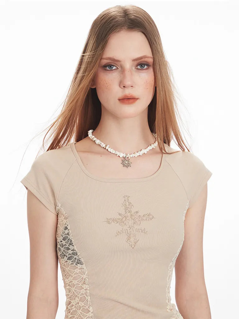 サイドレース・ラインストーンクロスT NOCTONE