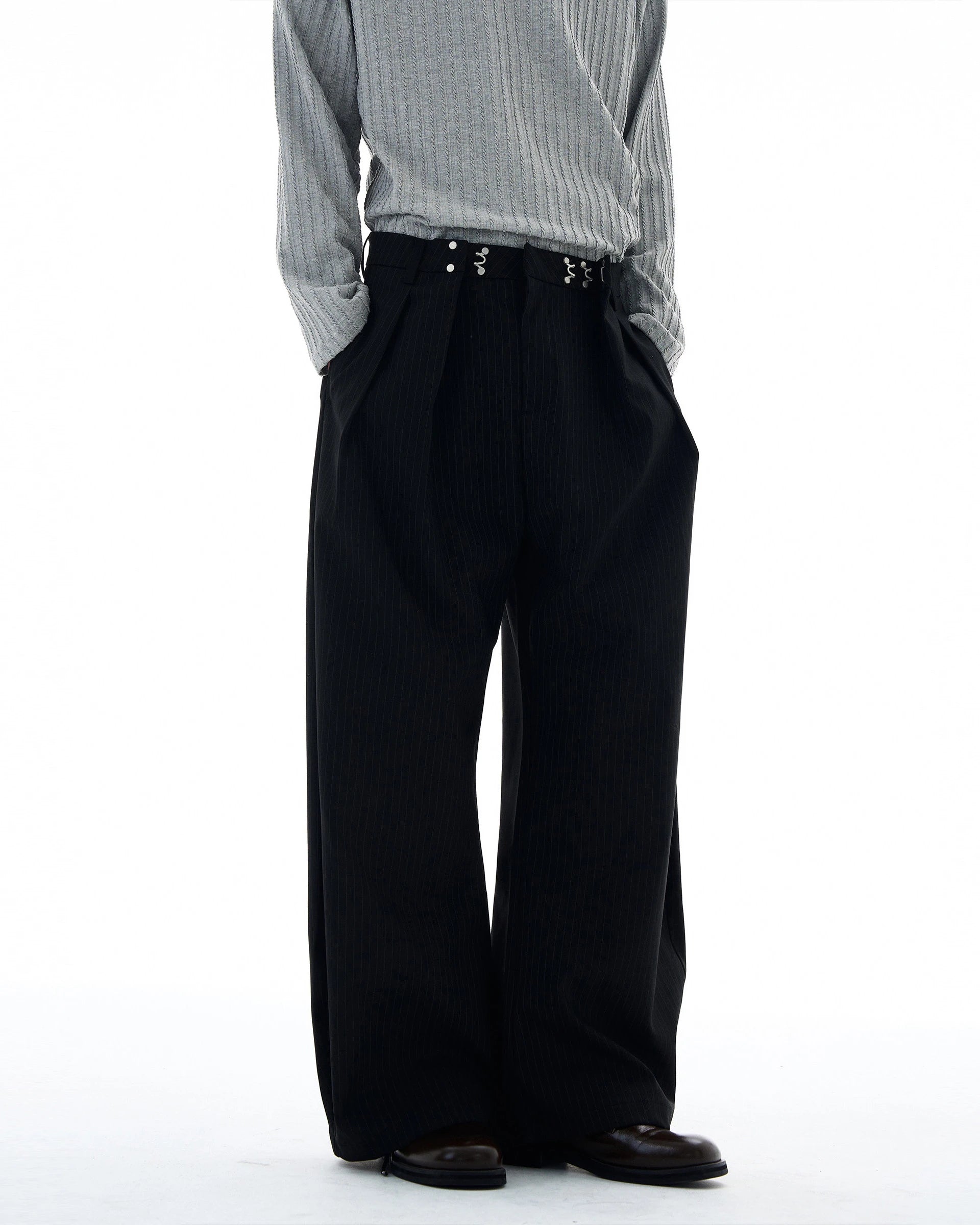 Vertical Stripe Wide Leg Pants