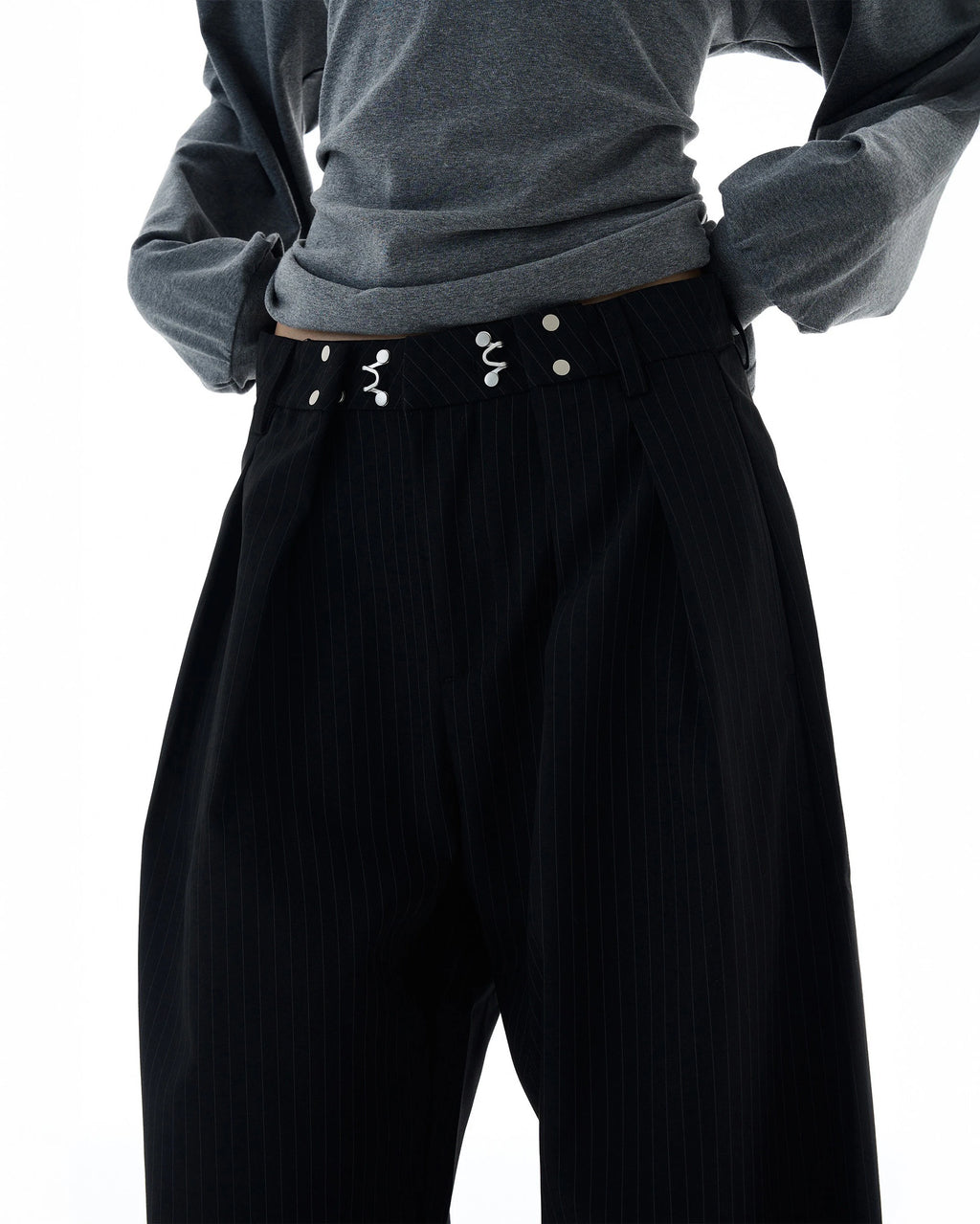 Vertical Stripe Wide Leg Pants