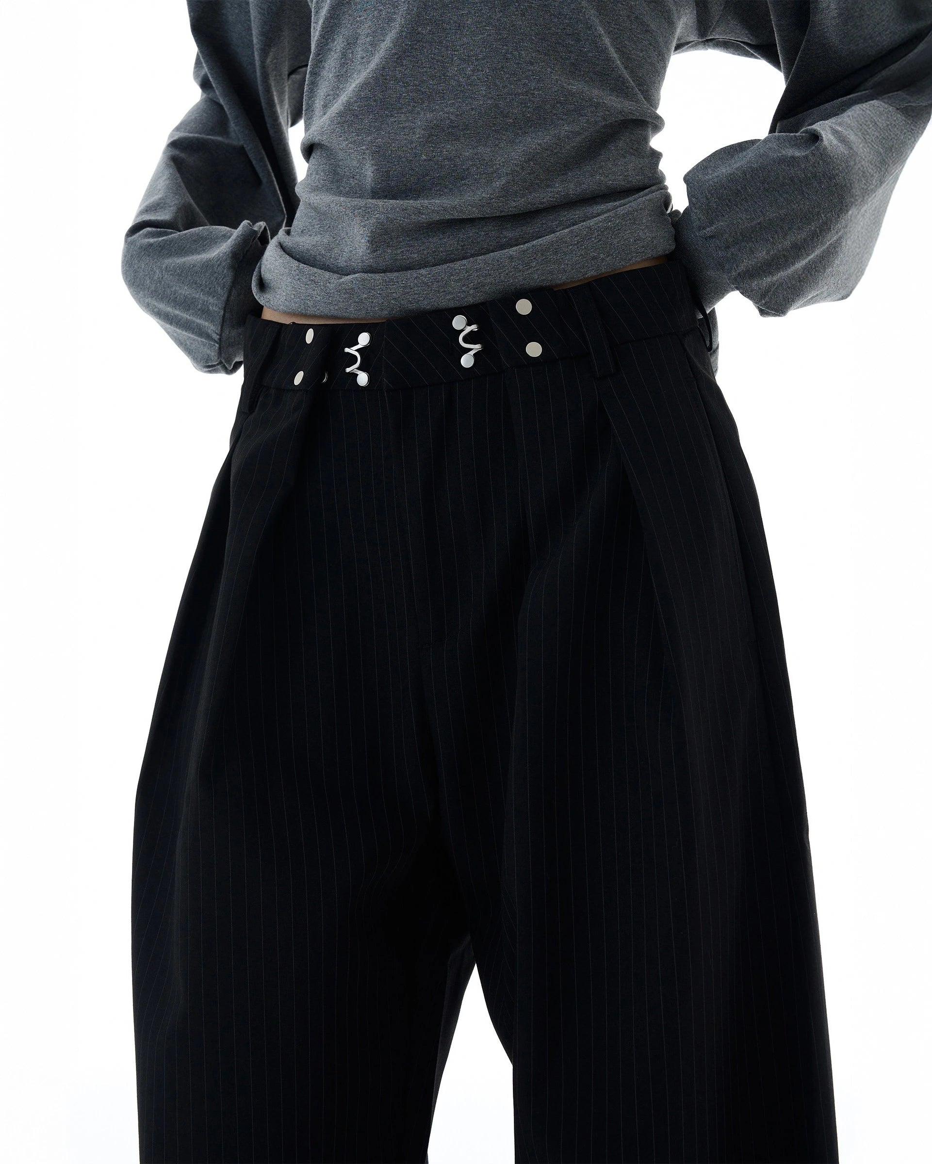 Vertical Stripe Wide Leg Pants