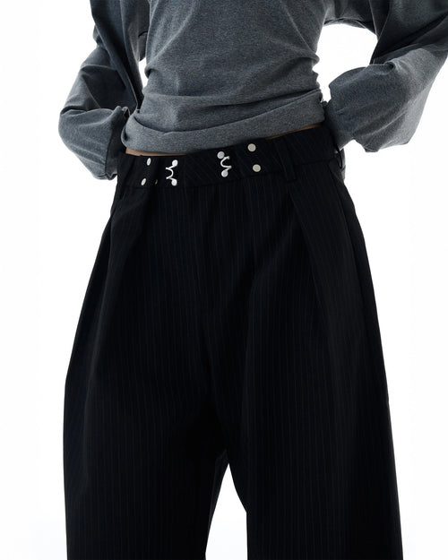 Vertical Stripe Wide Leg Pants