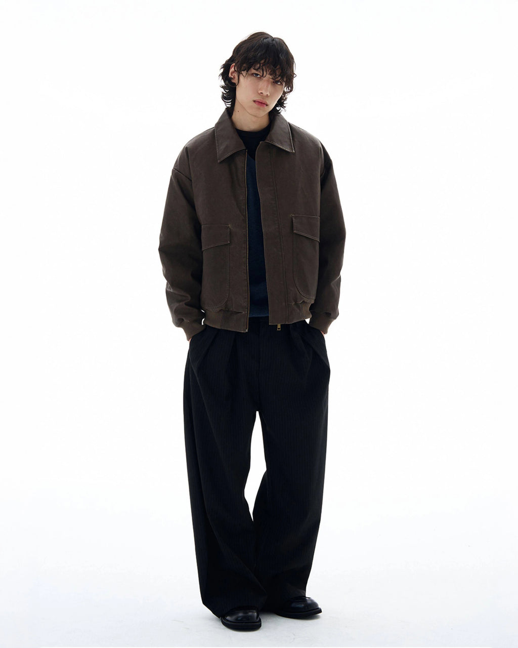 Vertical Stripe Wide Leg Pants