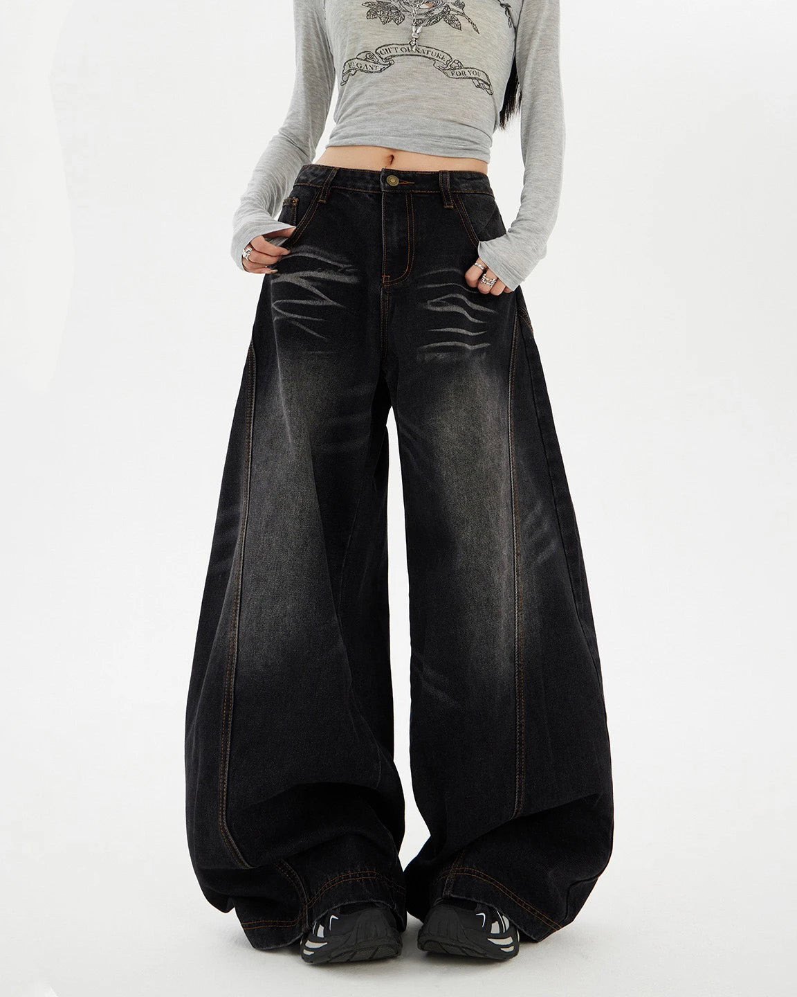 Retro Curve Wide Leg Jeans