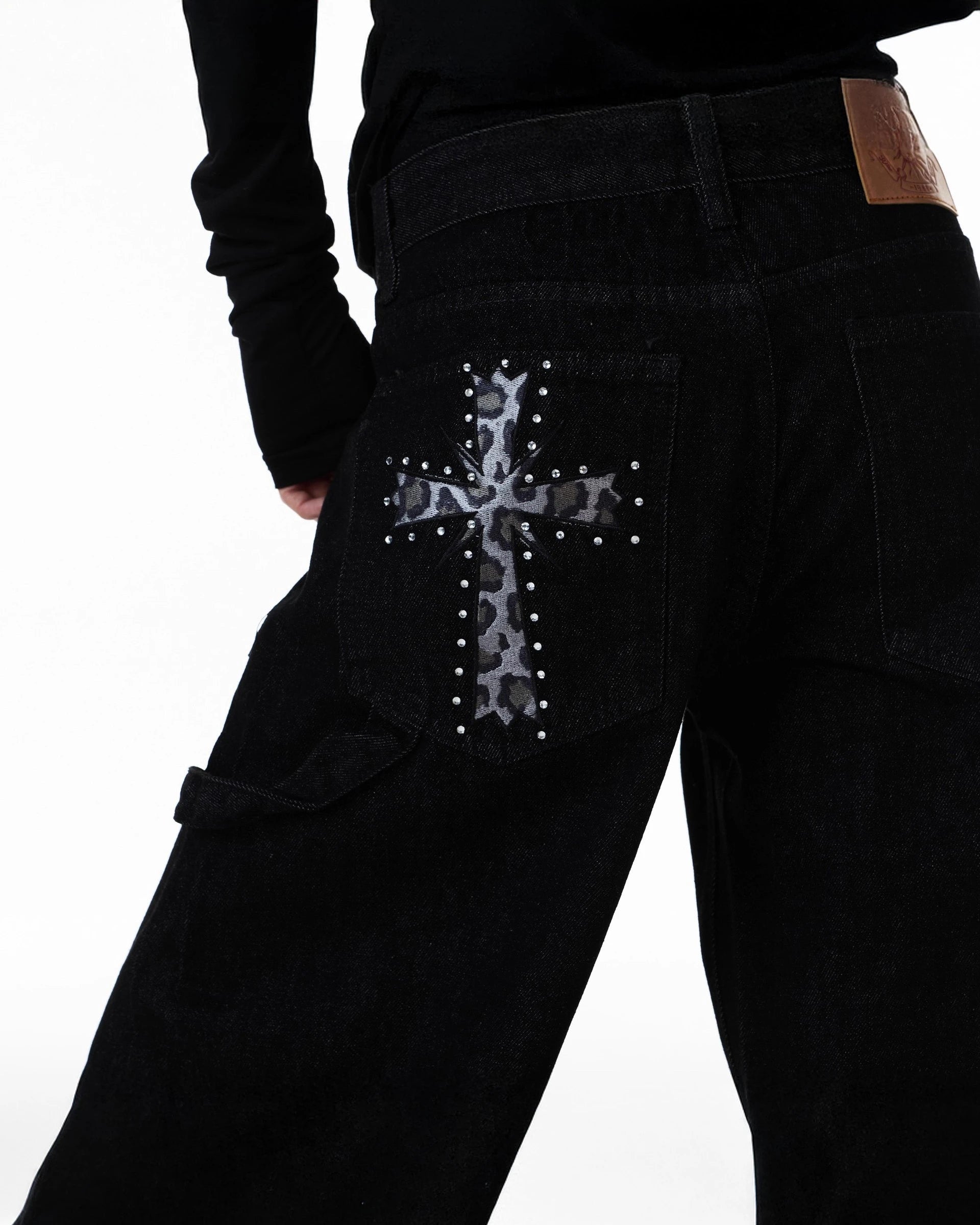 Cross Graphic Wide Leg Jeans