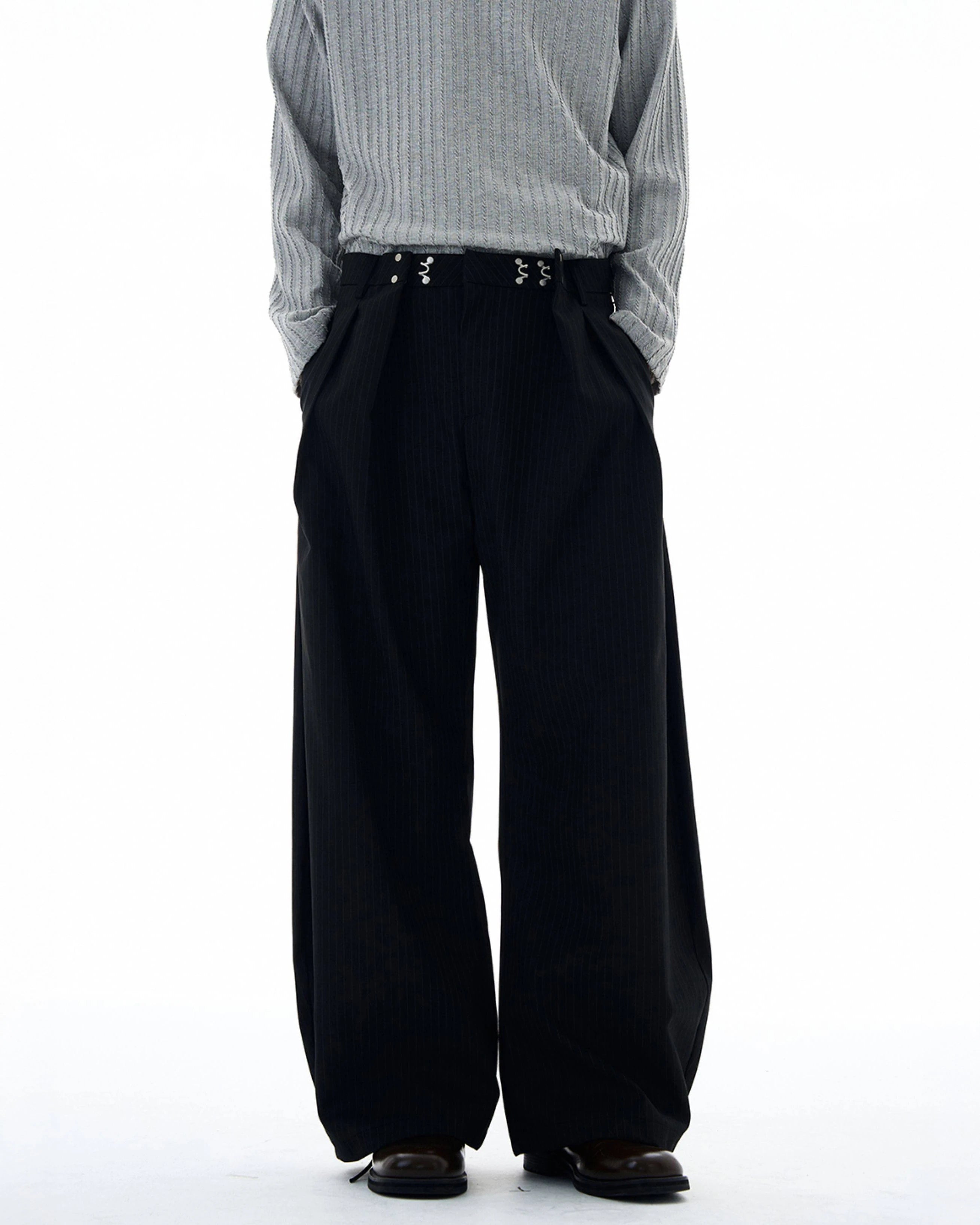 Vertical Stripe Wide Leg Pants