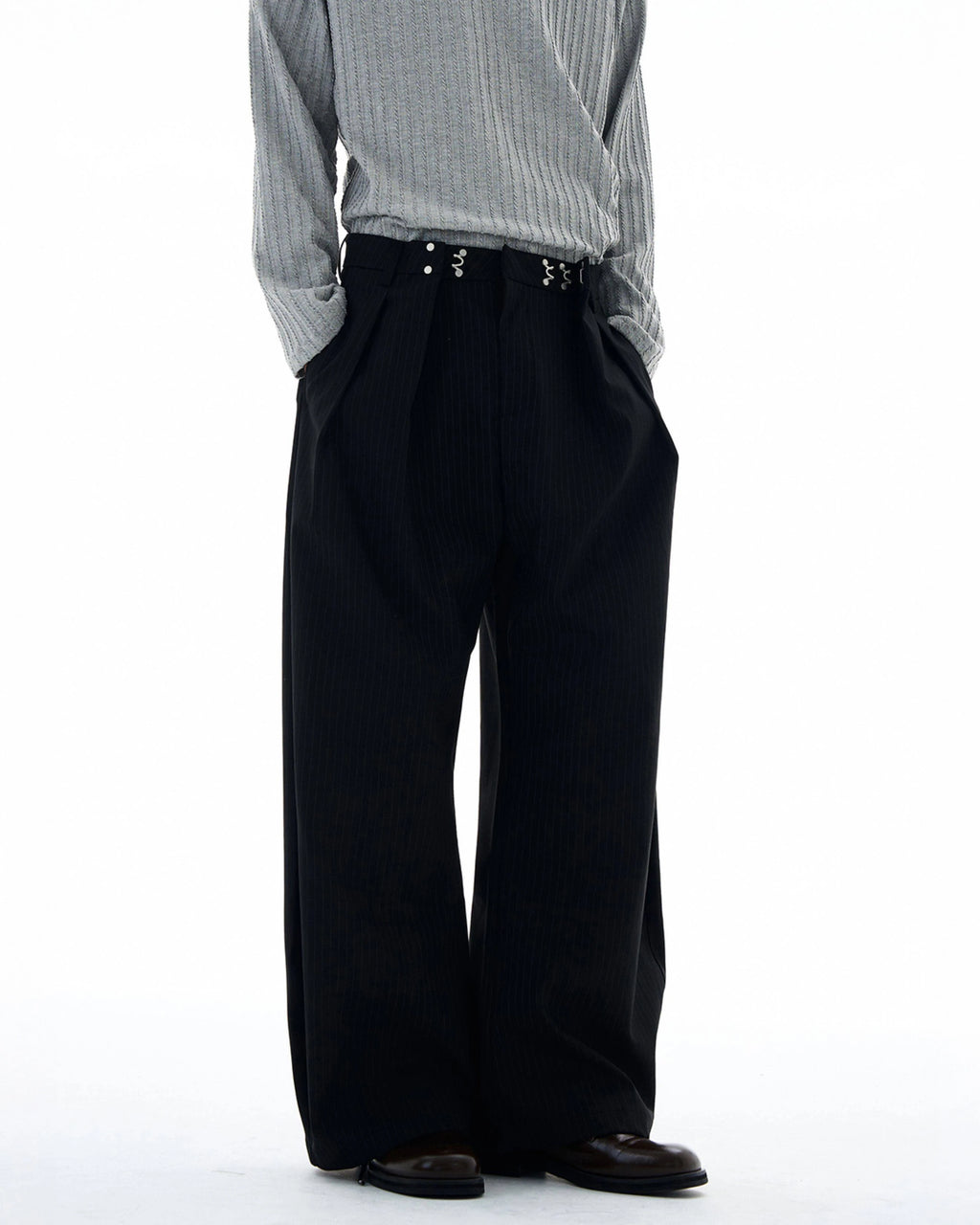 Vertical Stripe Wide Leg Pants