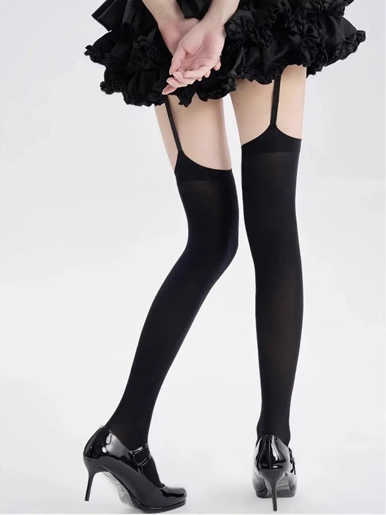 クロスボーダーゴシックソックス、アビソックス、サブカルチャーパンクソックス、ダークセクシークロス柄サスペンダーソックス NOCTONE