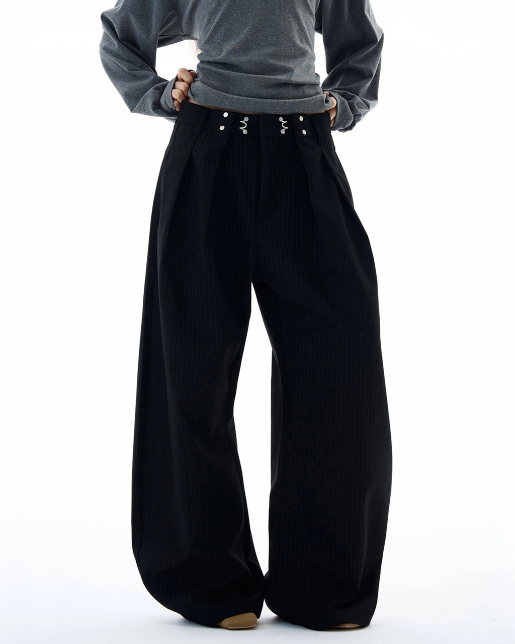 Vertical Stripe Wide Leg Pants