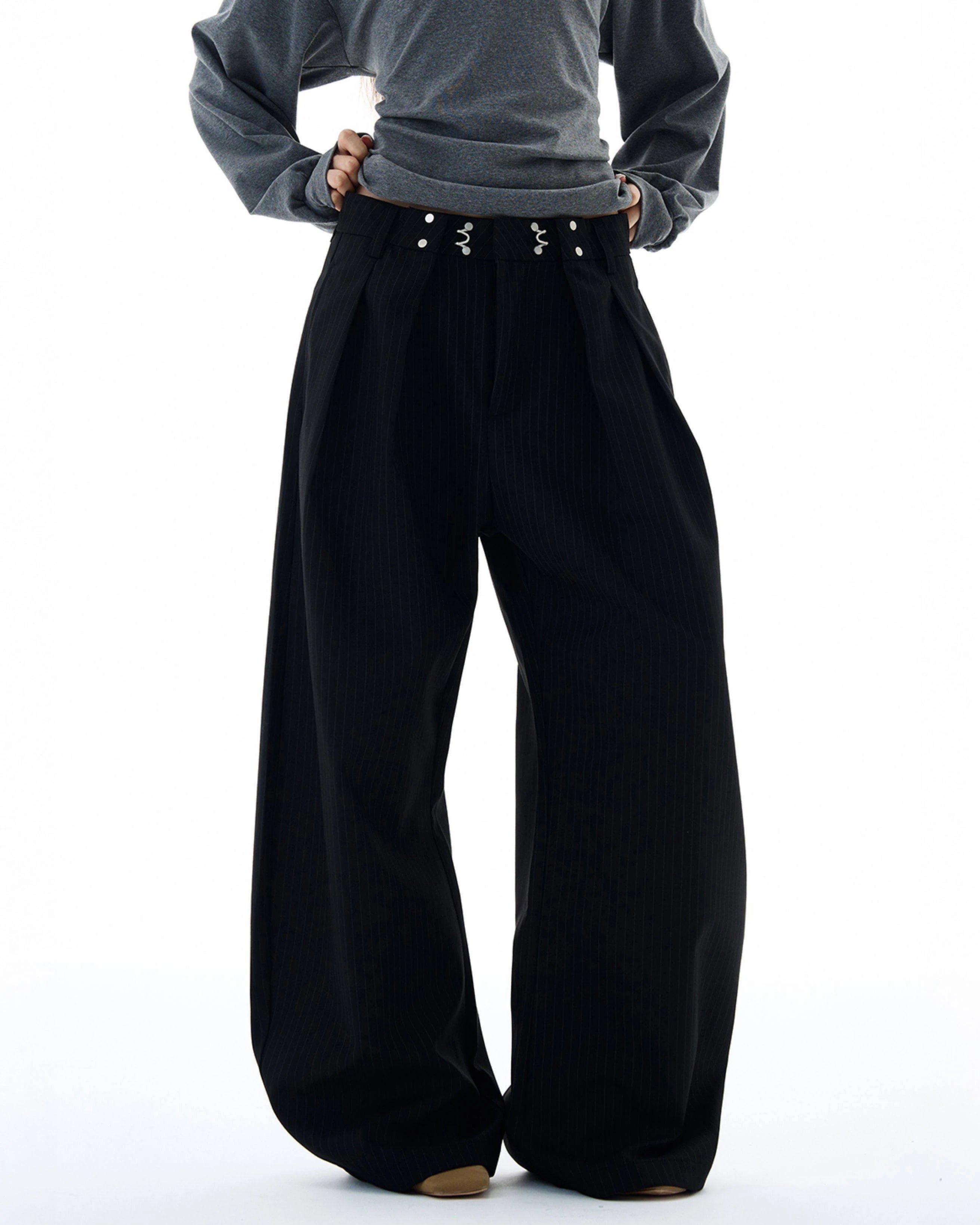 Vertical Stripe Wide Leg Pants