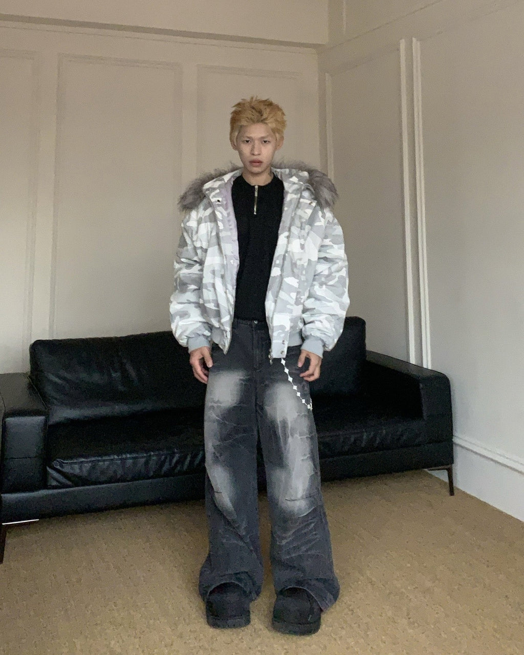 雪地座山雕迷彩加厚外套男冬季毛领cleanfit重磅硬挺情侣棉服外套 NOCTONE