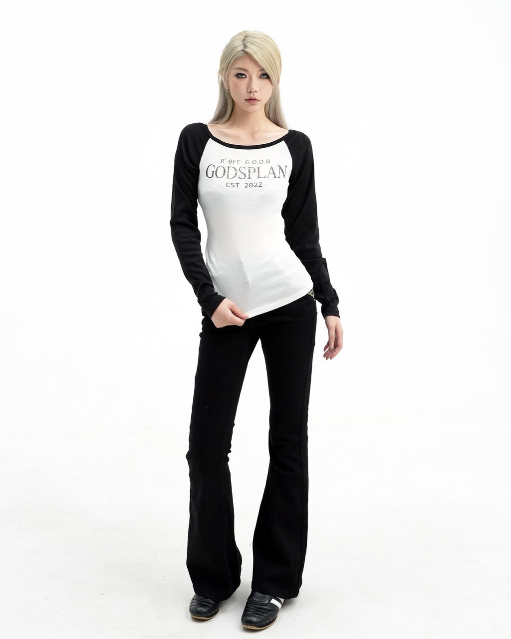 Contrast Stitch Long Sleeve Tee God plan