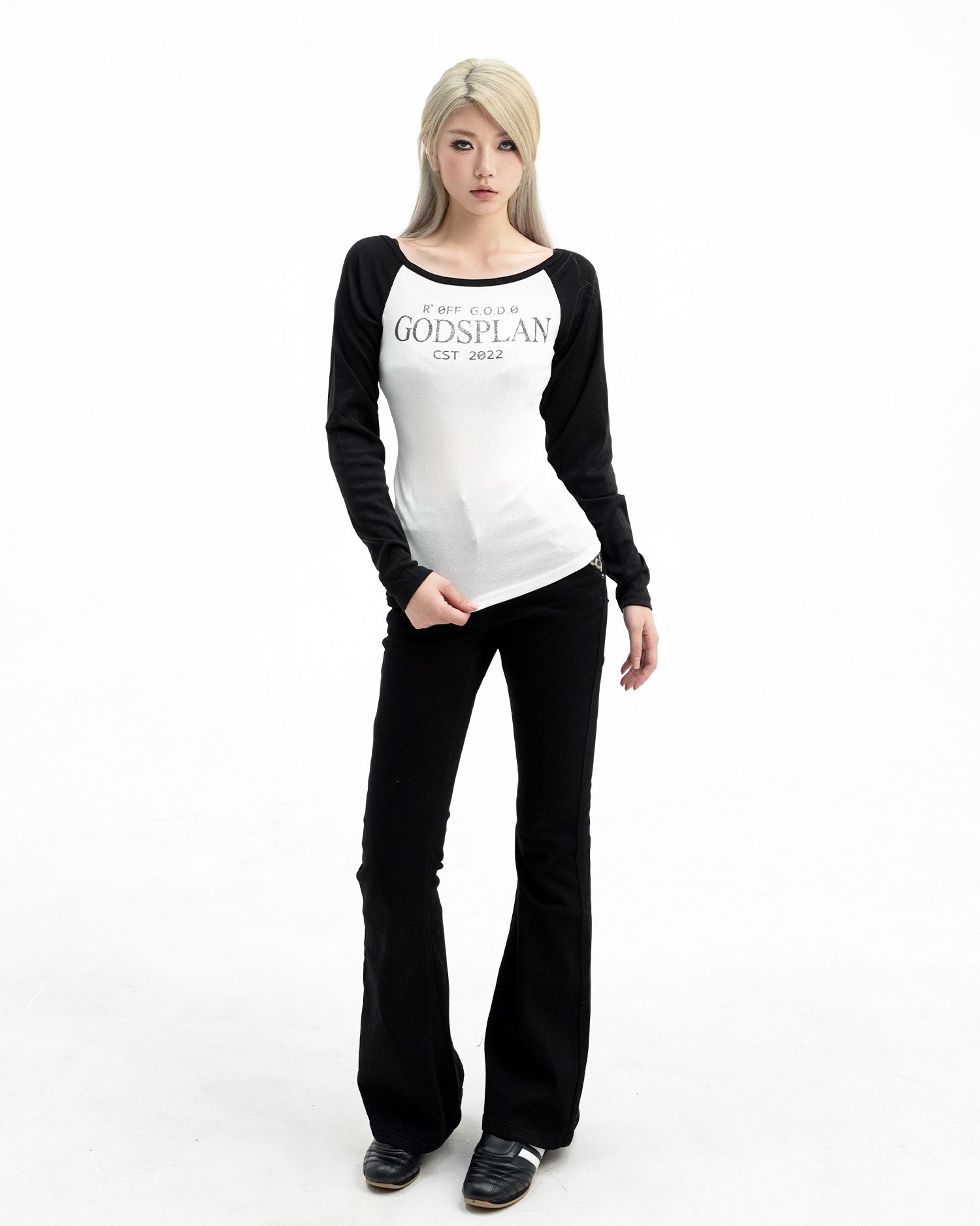 Contrast Stitch Long Sleeve Tee God plan