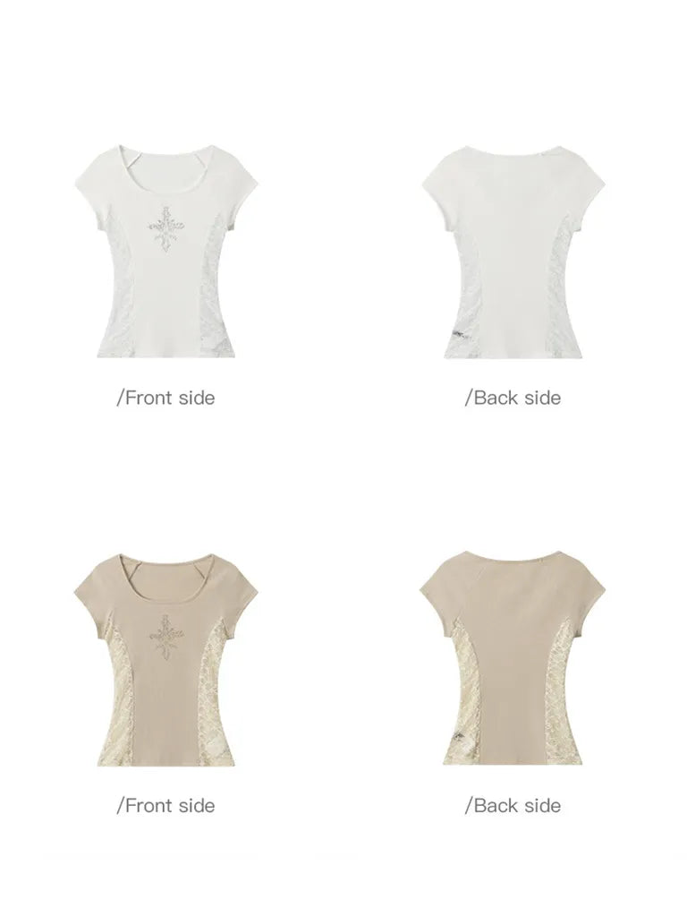 サイドレース・ラインストーンクロスT NOCTONE