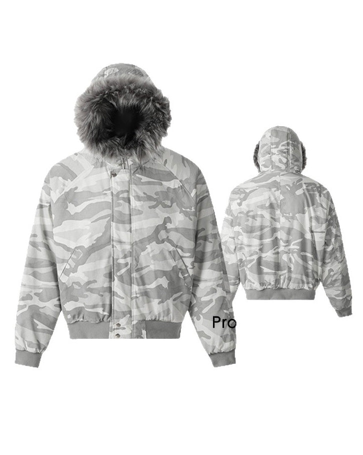 雪地座山雕迷彩加厚外套男冬季毛领cleanfit重磅硬挺情侣棉服外套 NOCTONE