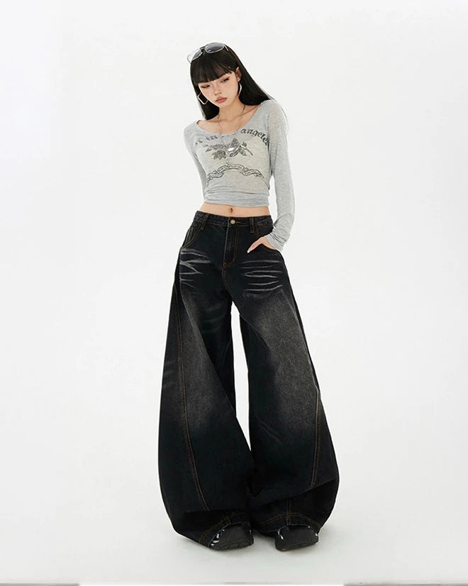 Retro Curve Wide Leg Jeans