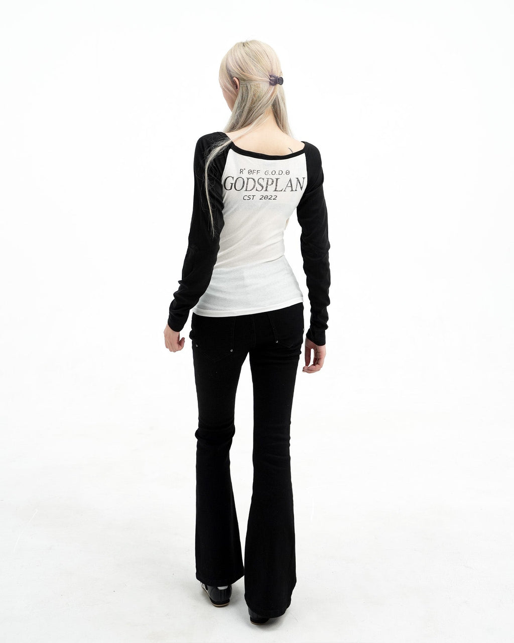 Contrast Stitch Long Sleeve Tee God plan