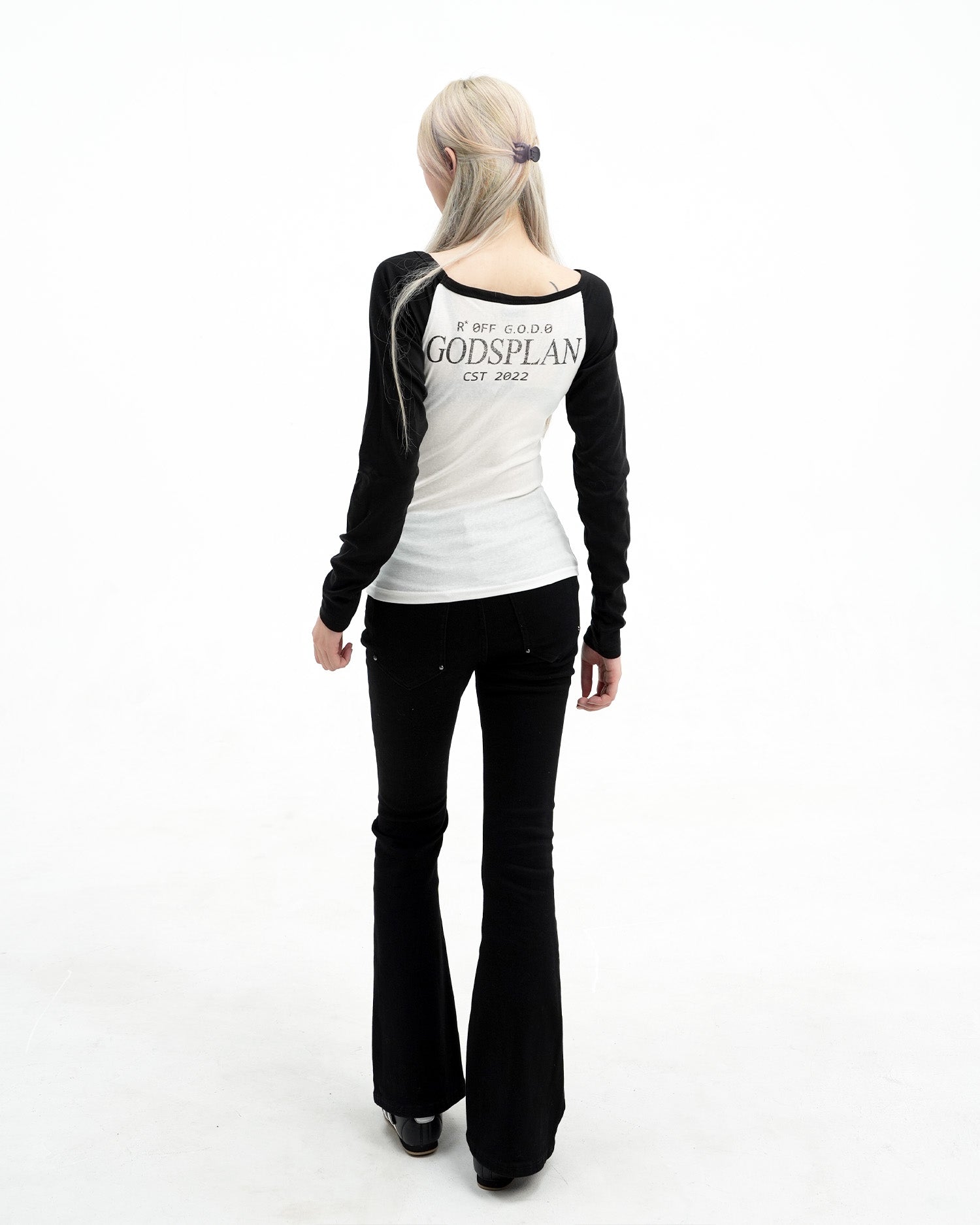 Contrast Stitch Long Sleeve Tee God plan