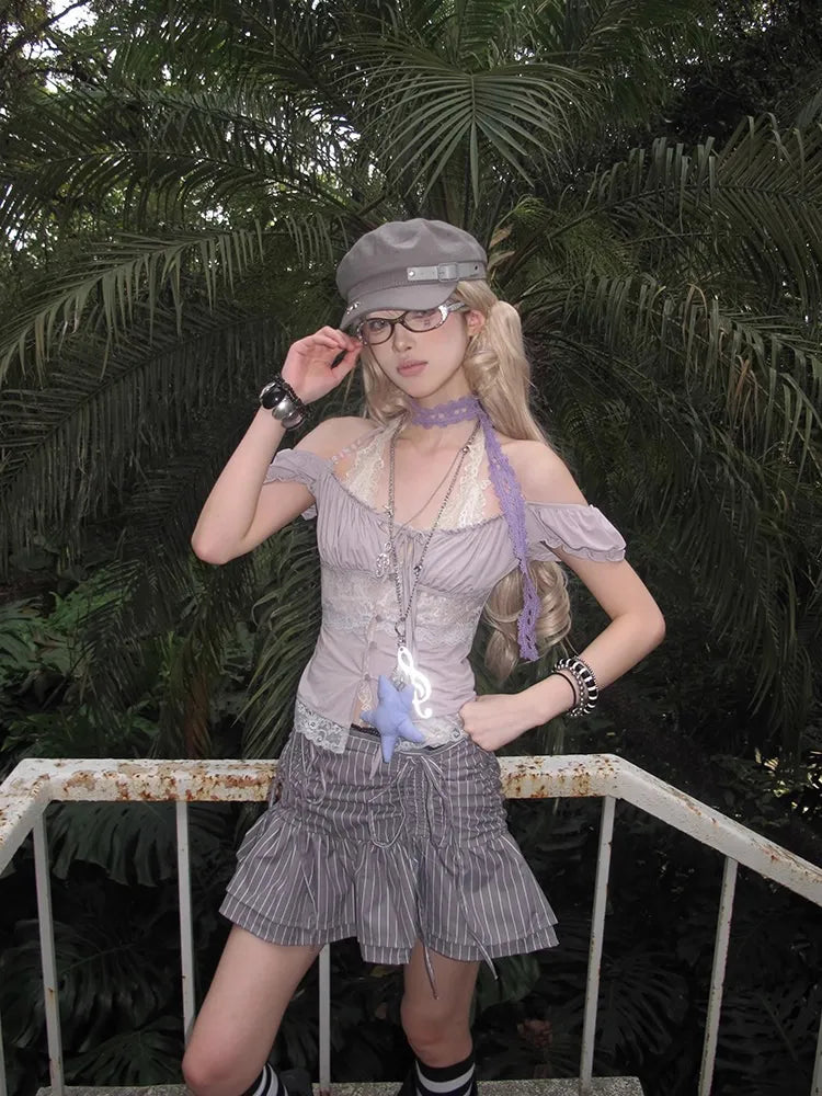 レースコケット・ストライプティアードミニ NOCTONE