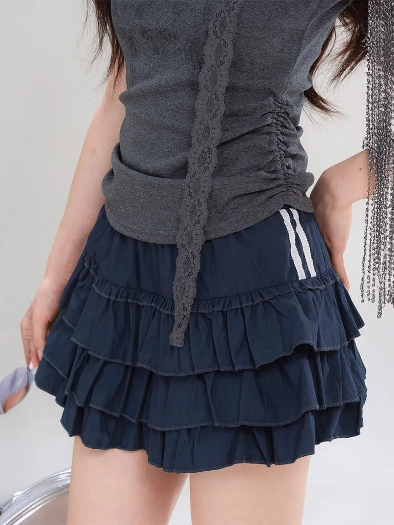 ショートプリーツプリントレースTシャツ NOCTONE