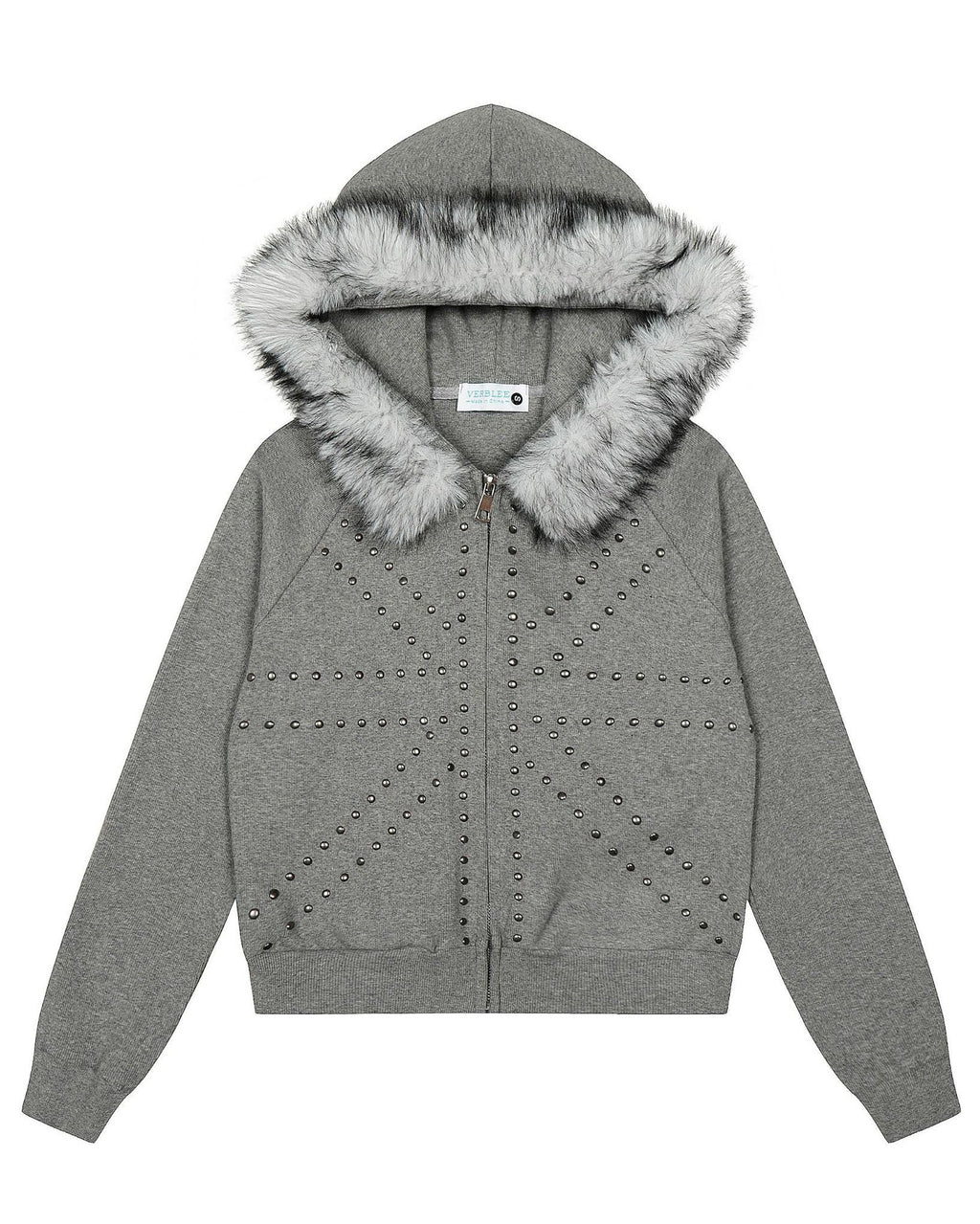 Fudge Pink 25秋季New美式复古辣妹个性撞钉设计毛领连帽卫衣开衫 NOCTONE