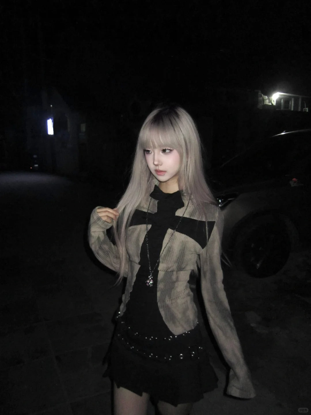 [正しいバージョン] オリジナルクロスミレニアムフェンスリムホットガールロングスリーブTシャツニットウェアパンクストリートニッチ NOCTONE